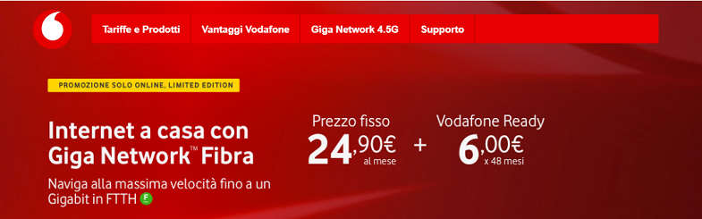 Тариф оператора Vodafone Италия